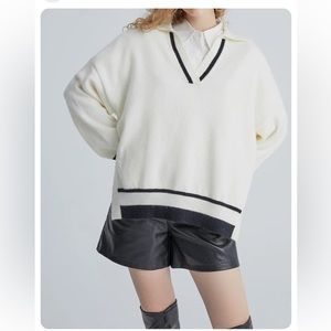 Urban Revivo Cream Black Knit Sweater (Free Mystery necklace & Clothes)